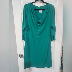 NWOT J. Crew Factory Green Cowl Neck 3/4 Sleeve Dress in Size XL